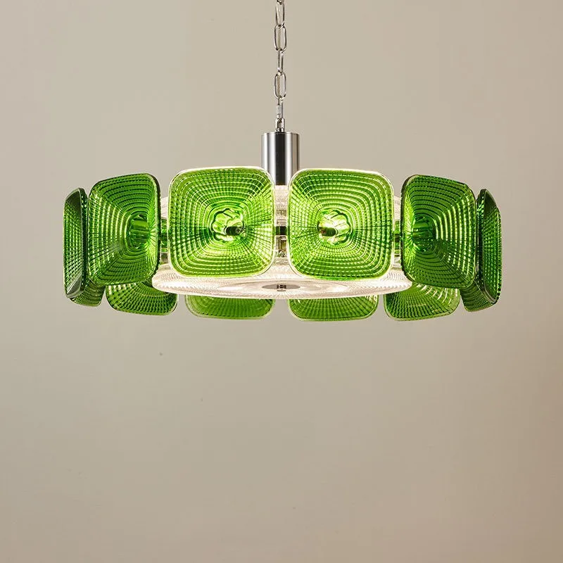 Vintage Glass Petal Chandelier For Living Room Dining Room French Green Cear Glass Hanging Pendant Chandelier Lights Bedroom