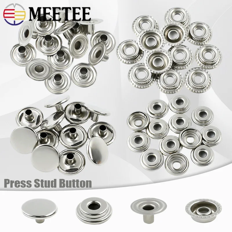 

100Pcs 15mm Stainless Steel Press Stud Button Canvas Bag Leather Crafts Fastener Tent Boat Cover Snap Buckle Hardware Accessory