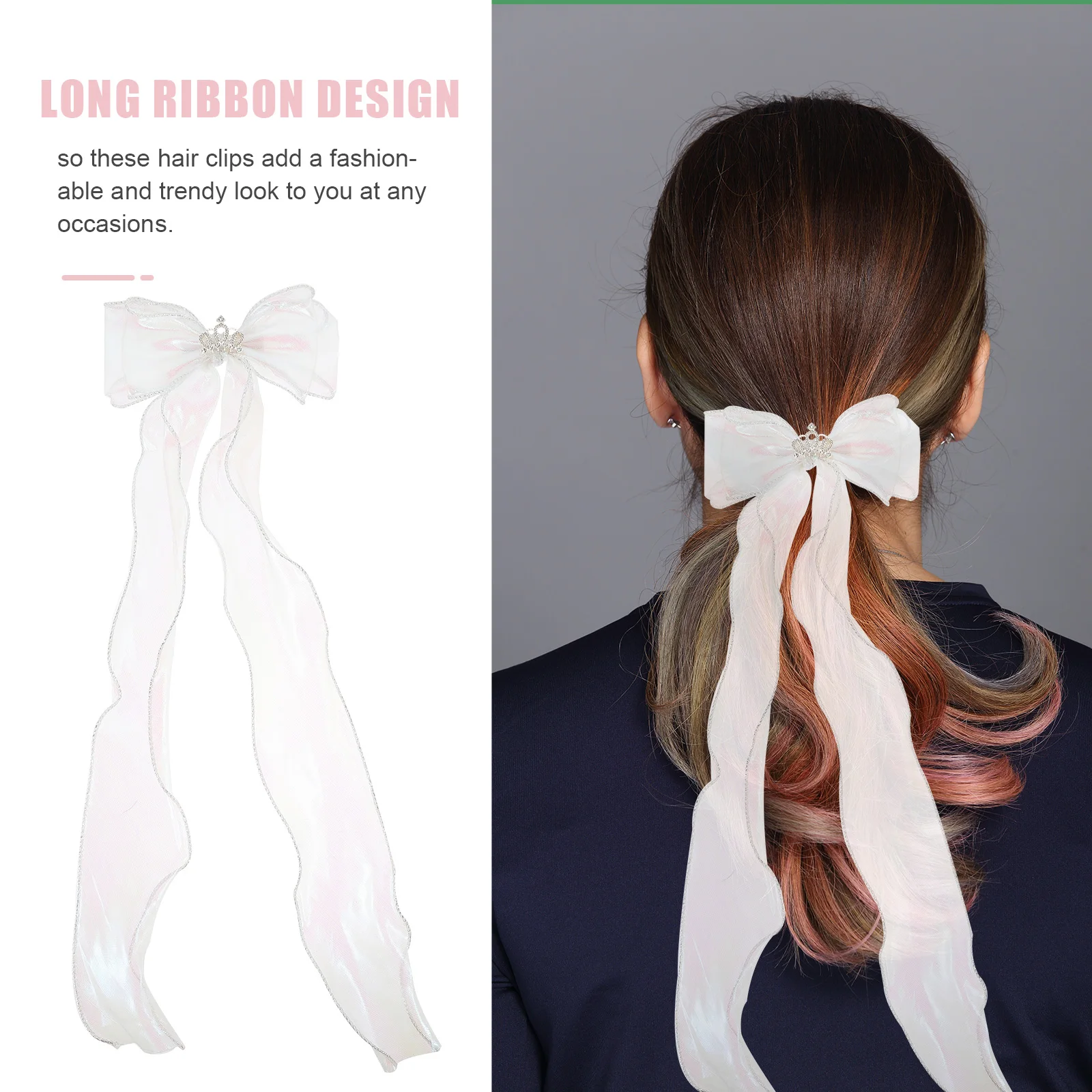 

2 шт., заколка для волос с бантом, заколки, банты для девочек, декоративные стразы, бант из полиэстера