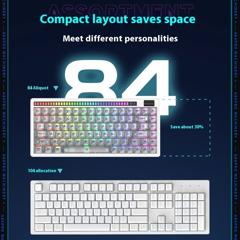 

DAREU A84pro2.4g Bluetooth Wireless Mechanical Keyboard Full Key Hot Plug And Play Game Office Multi-Scene Gasket Structure