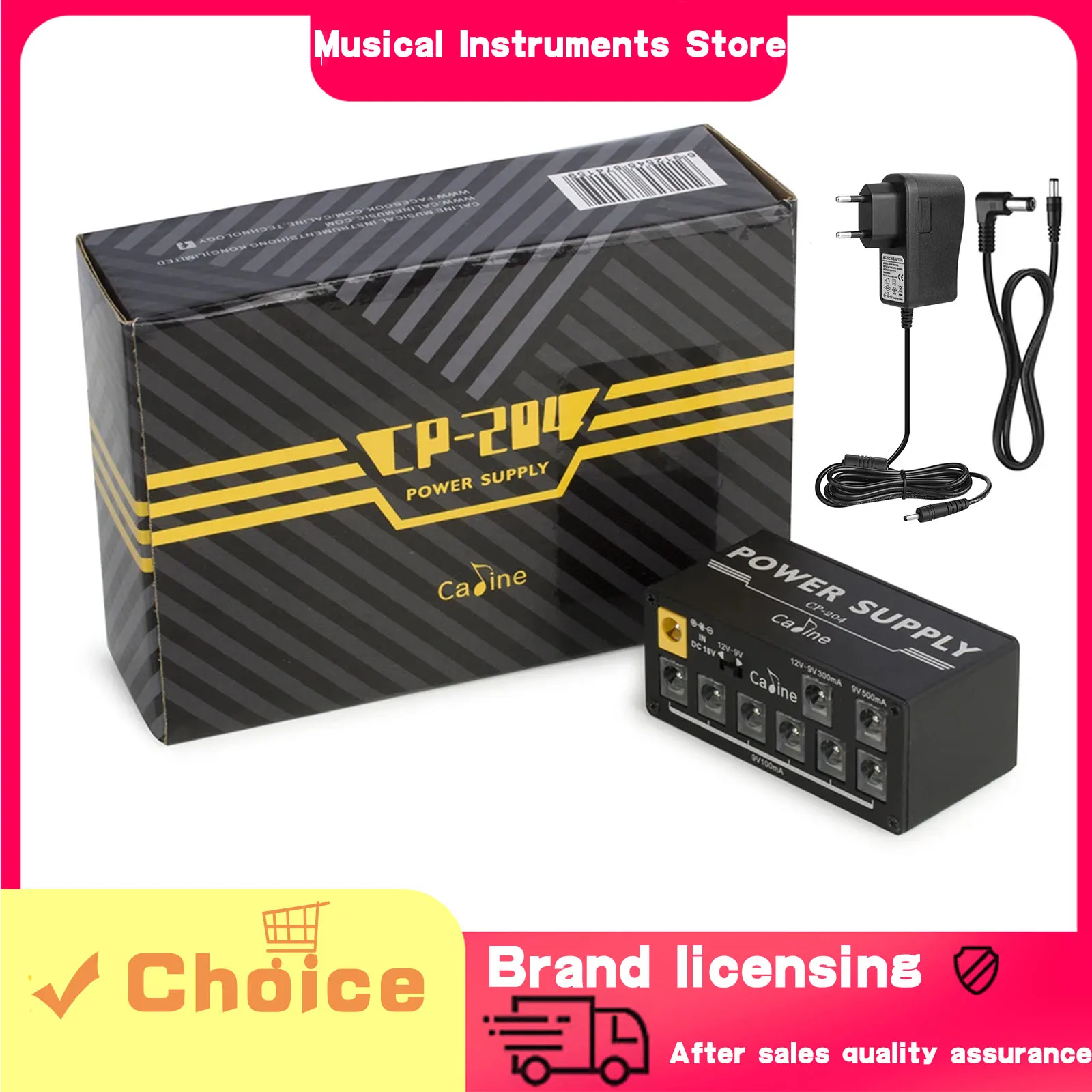 

Caline CP-204 Guitar Effect Pedal Power Supply 8 Isolated Outputs Anti-Interference 18W Different Output Guitar Effect Power