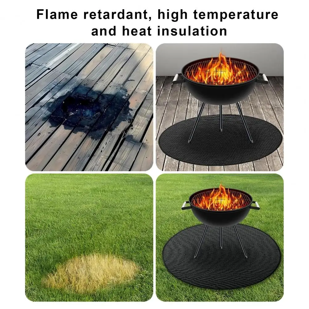 Fire-pit Mat Durable Fireproof Mat for Outdoor Camping Round Grill Pad for Wood Burning Fire-pit Oil-proof for Grill