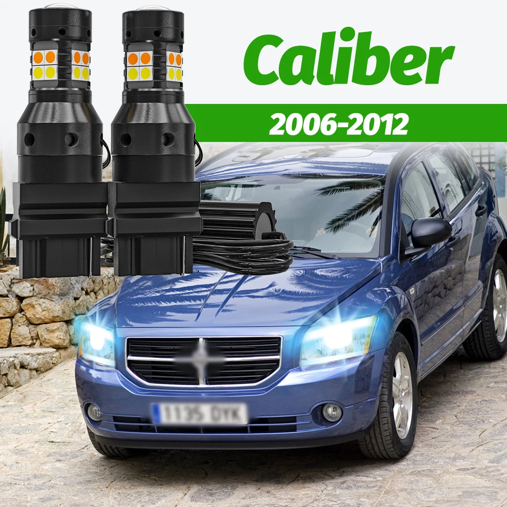 2 Piezas de Luces LED DRL de Modo Dual (Intermitentes + Luces de Circulación Diurna) para Dodge Caliber 2006-2012 2007 2008 2009 2010 2011