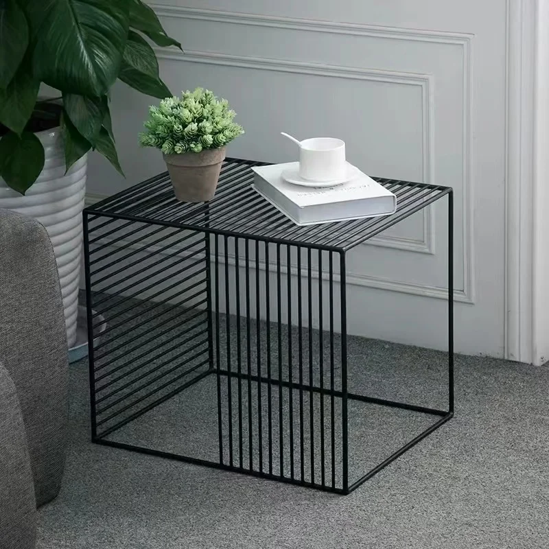 ！@Unique Square Metal Coffee Table Simple Design Living Room Furniture for Home Decor in Bedroom or Courtyard