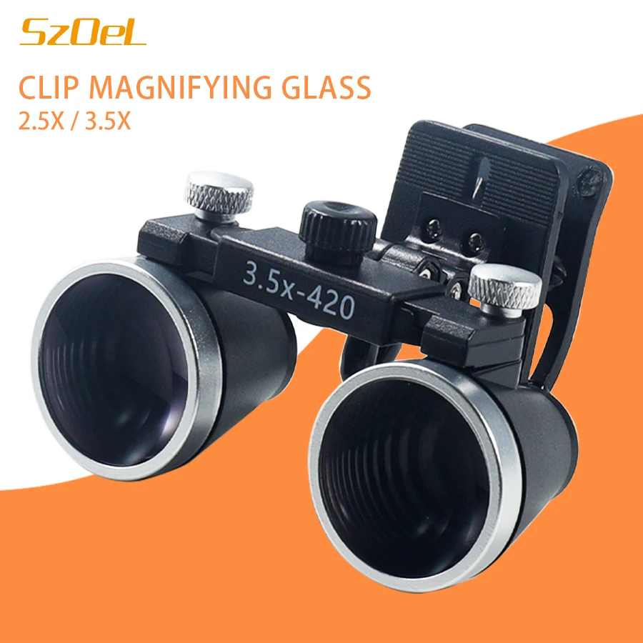 Dental Binocular Magnifying Glass, Clip On High Transparency Optical Glass Magnifying Glass, Used For Dental Glasses, 2.5X/3.5X