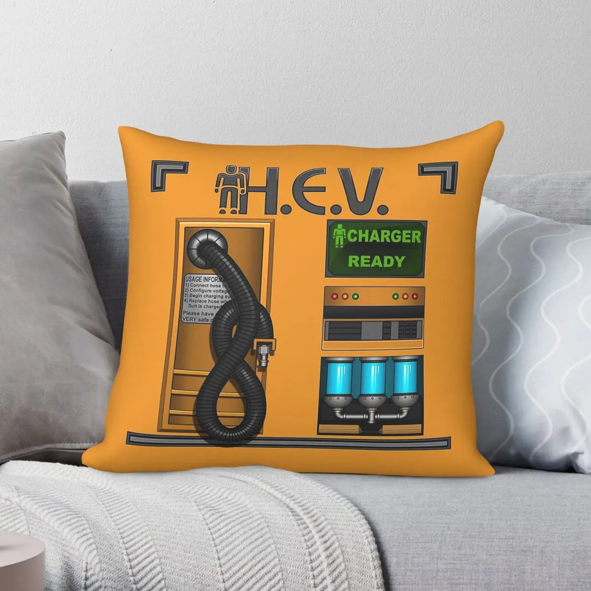 Half Life Hev Charger Square Pillowcase Polyester Linen Velvet Creative Zip Decorative Throw Pillow Case Home Cushion Cover