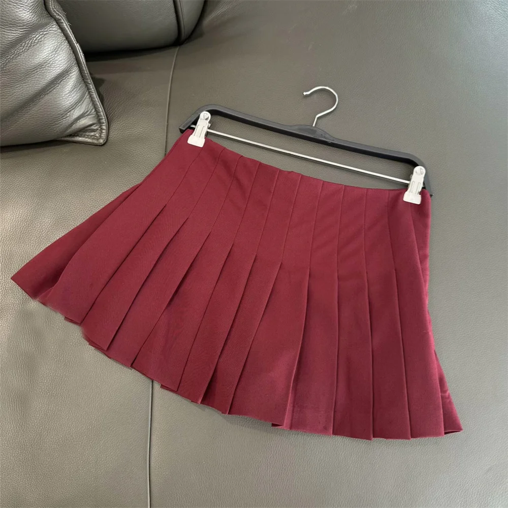 PB&ZA wide pleated elegant and versatile mid waist casual mini skirt pants autumn and winter new women's clothing