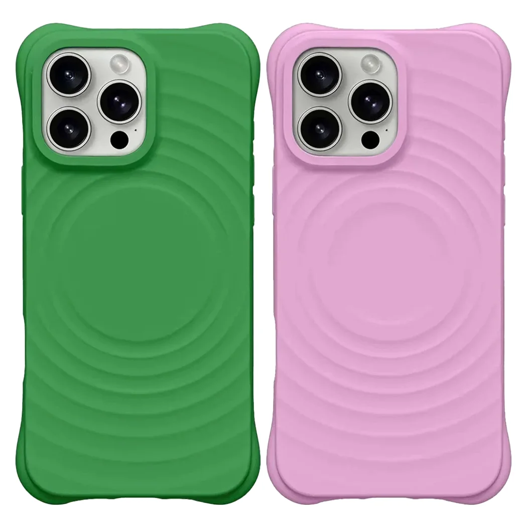 

New Color Honey Purple Vine Green Ripple Silicone Magnetic Case for IPhone 17 16 Pro Max Case Folding Phone Stand Flower Pendant