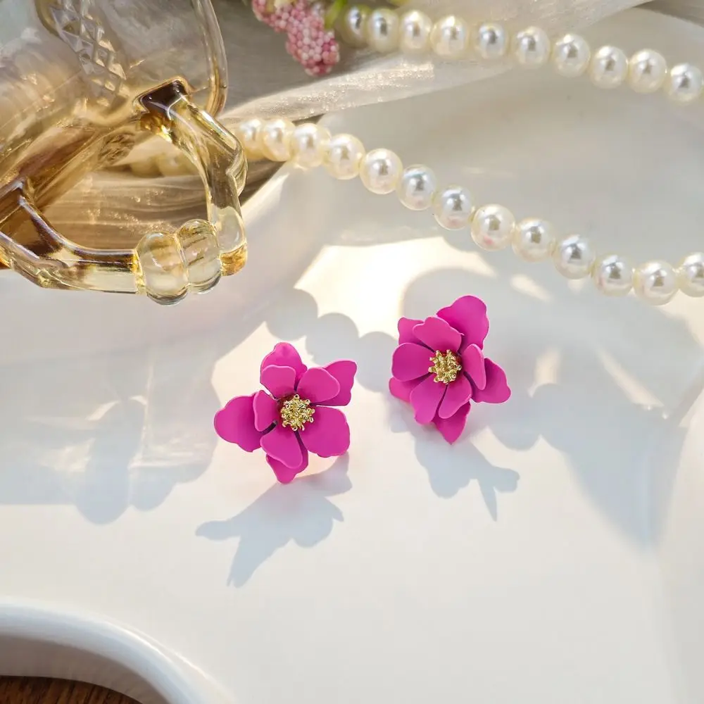 Korean Style Colorful Petal Dangle Earrings Fragments Flowers Women Elegant Stud Earrings Fashion Jewelry Girl Gift