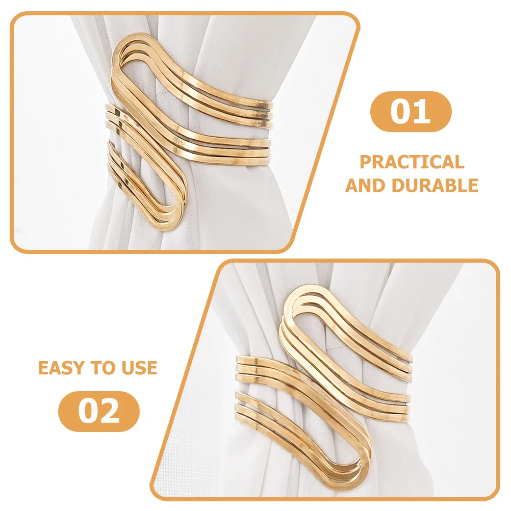 

2pcs Curtain Tie Backs Alloy Metal Decorative Clips For Home Window Living Room Bedroom Kitchen Bathroom Office Holdbacks