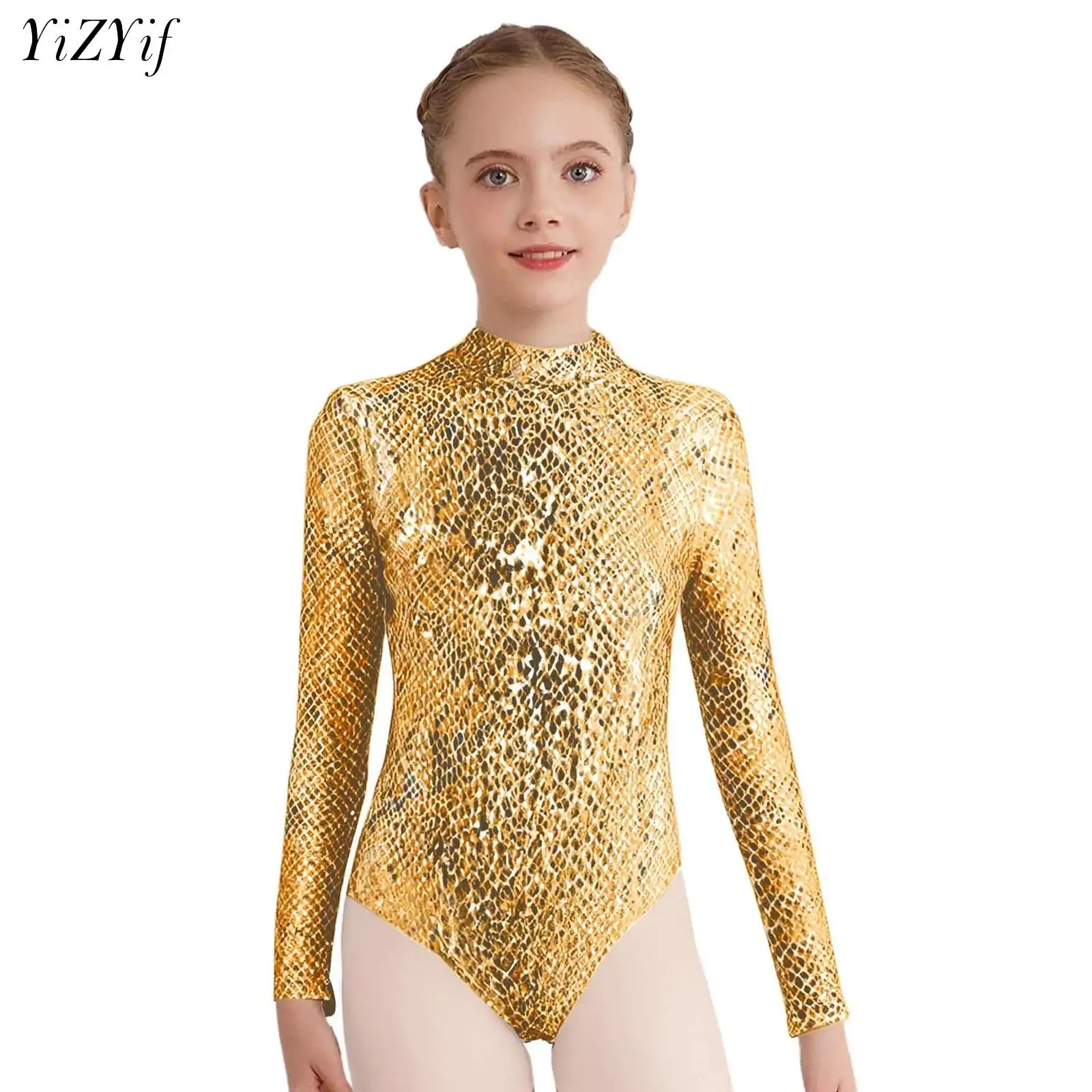 

Kids Girls Snakeskin Pattern Ballet Dance Leotard Gymnastics Workout BWorkout Odysuit Dancewear Figure Skating Performance Wear