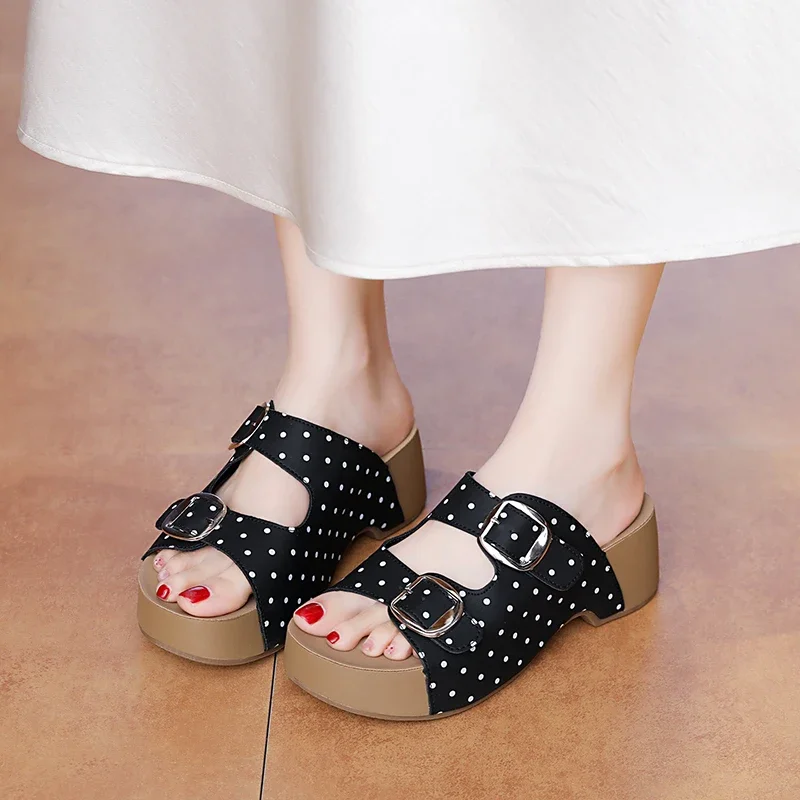 Lazy Daily Style Women Summer Flat Slippers Anti Slip Easy Matching Outdoor Leisure Walking Shoes