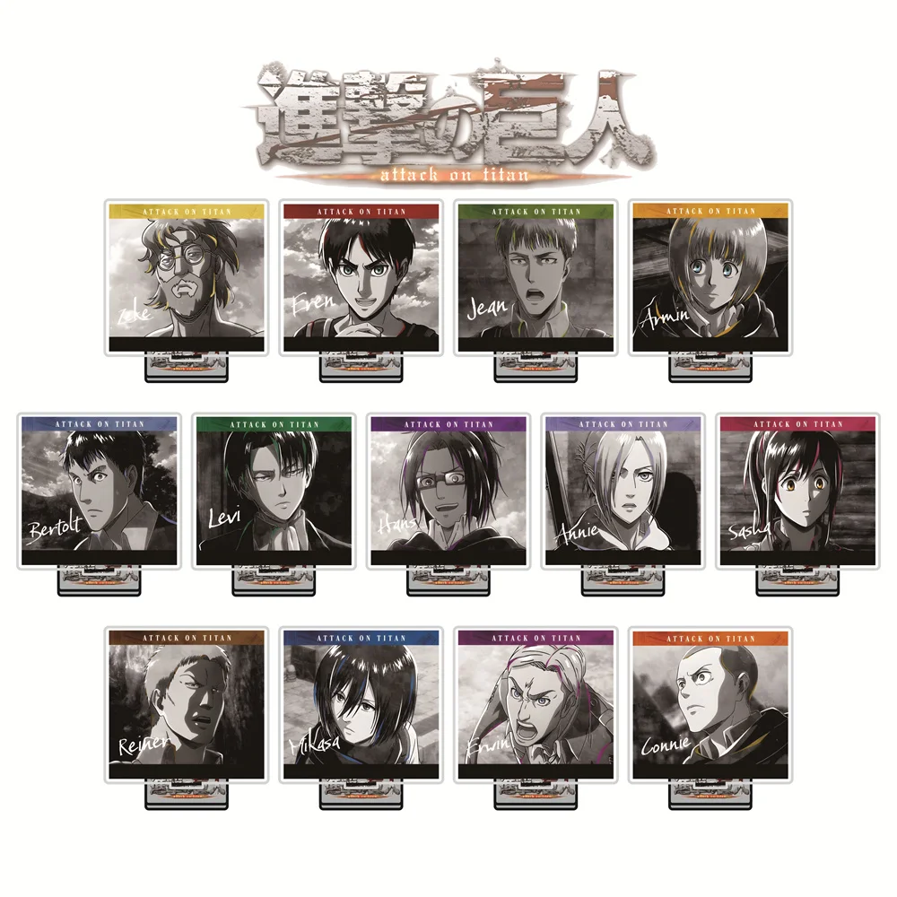 Акриловая фигурка-подставка Attack on Titan, 10 см, монохромный портрет, брелок, аниме-коллекционный стенд, декор для стола, подарок для фанатов