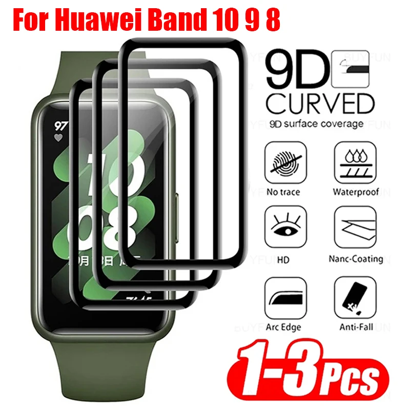 1-3PCS Protective Film For Huawei Band 10 9 8 Screen Protector HD Curved Soft Film Antiscratch Cover for Huawei SmartBand 8 9 10