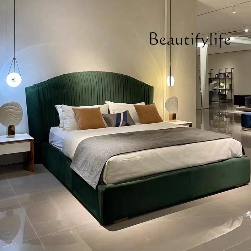 

X Headboard Modern Luxury Double Bed Queen Design Velvet King Size Double Bed House Space Saving Lit 2 Personnes Bedroom Furnit