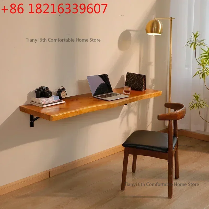 Solid Wood Wall Dining Table Hanging Computer Desk Profiled Writing Learning Desk Foldable Hanging Bar Table Home Furniture