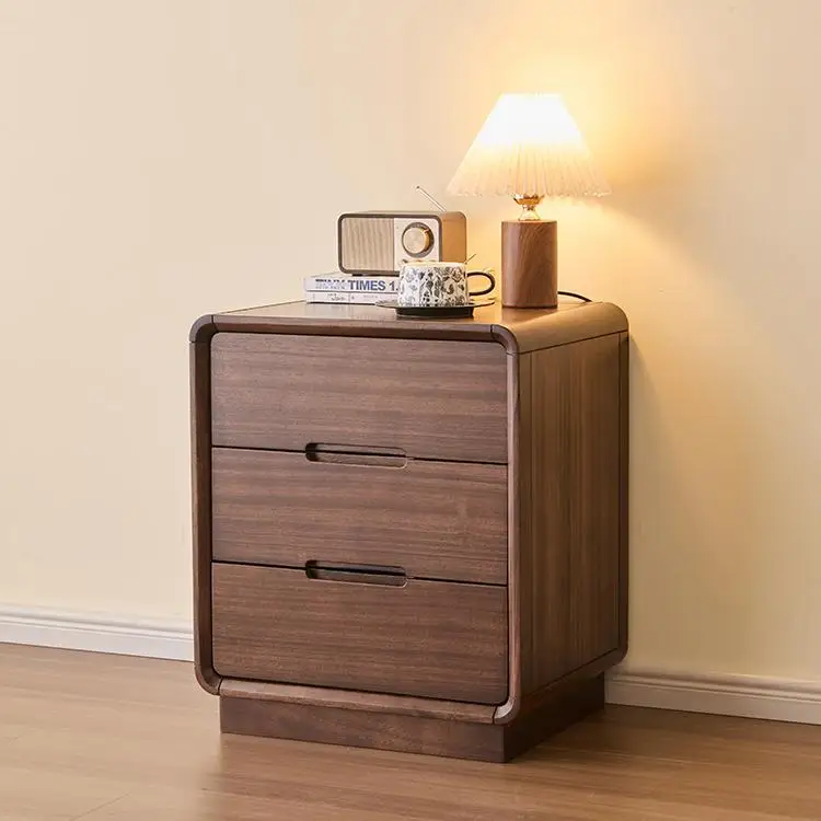 

Wood Bedroom Nightstand Mobile Cabinets Librero Drawers Luxury Storage Bedside Table Low Organizer Mesa De Noche Hotel Furniture