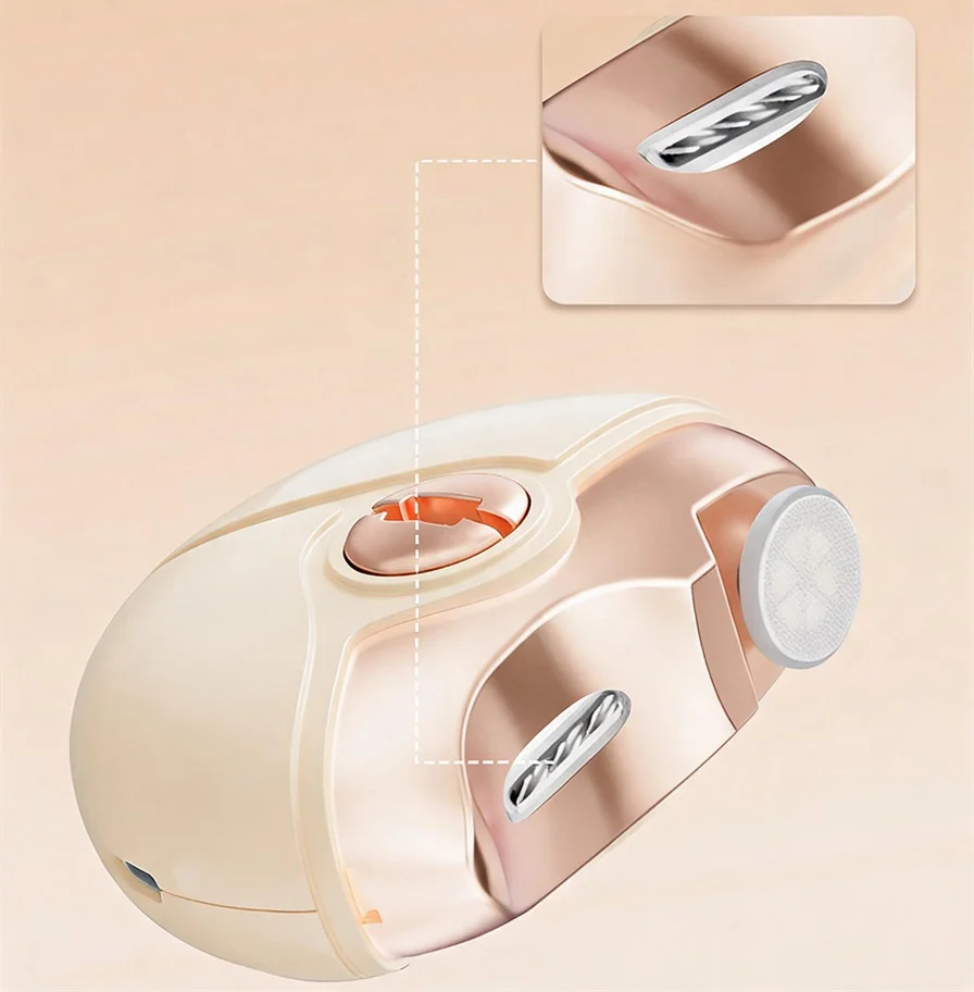 Cortauñas eléctrico recargable 3 en 1, recortador y pulidor automático de 500mAh, herramienta portátil de cuidado de uñas para bebé, adulto y niños, color beige 5