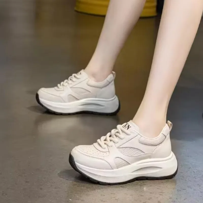 Women Sneakers Spring Luxury Genuine Leather Comfortable Slip on Soft Trend Sneakers Women Lightweight Outdoor Shoes for Women view 3