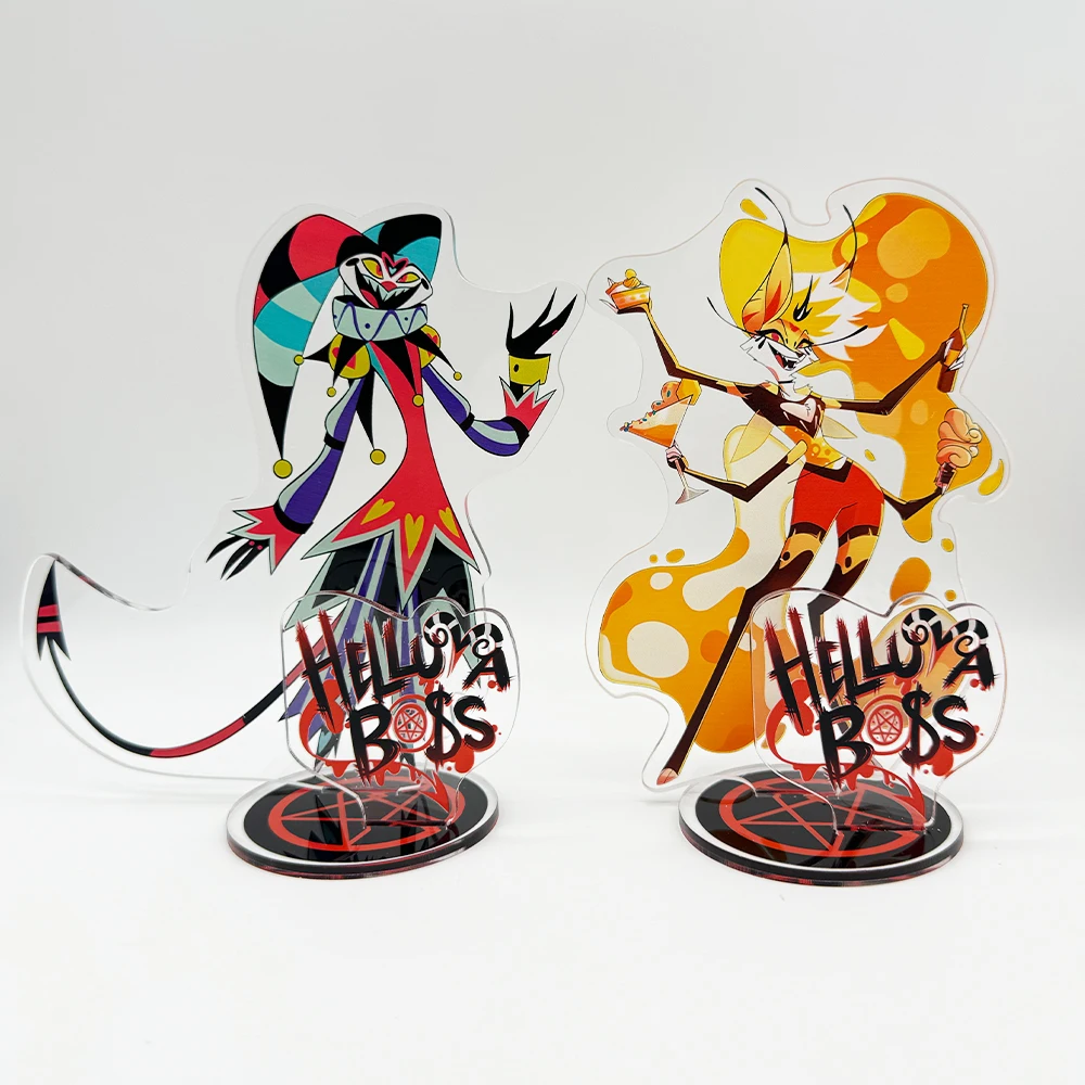 Anime Keychain Figure Acrylic Stand Model Plate Alastor Fizzarolli Angel Desk Decor Standing Sign Game Fan Hazbin Hotel