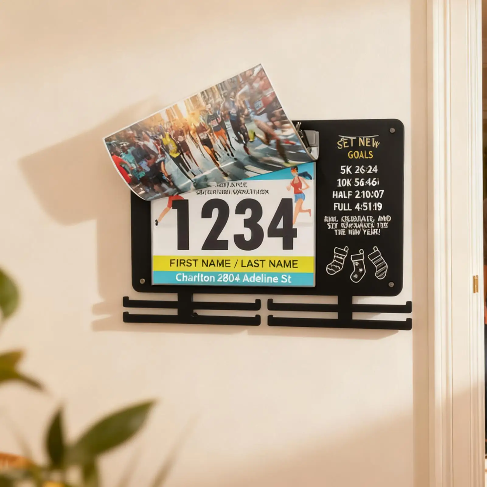 

Race Bib Holder Wall Mounted Hanger Stand Rack Running Bib Display For Runners For Bedroom Living Room Home Indoor