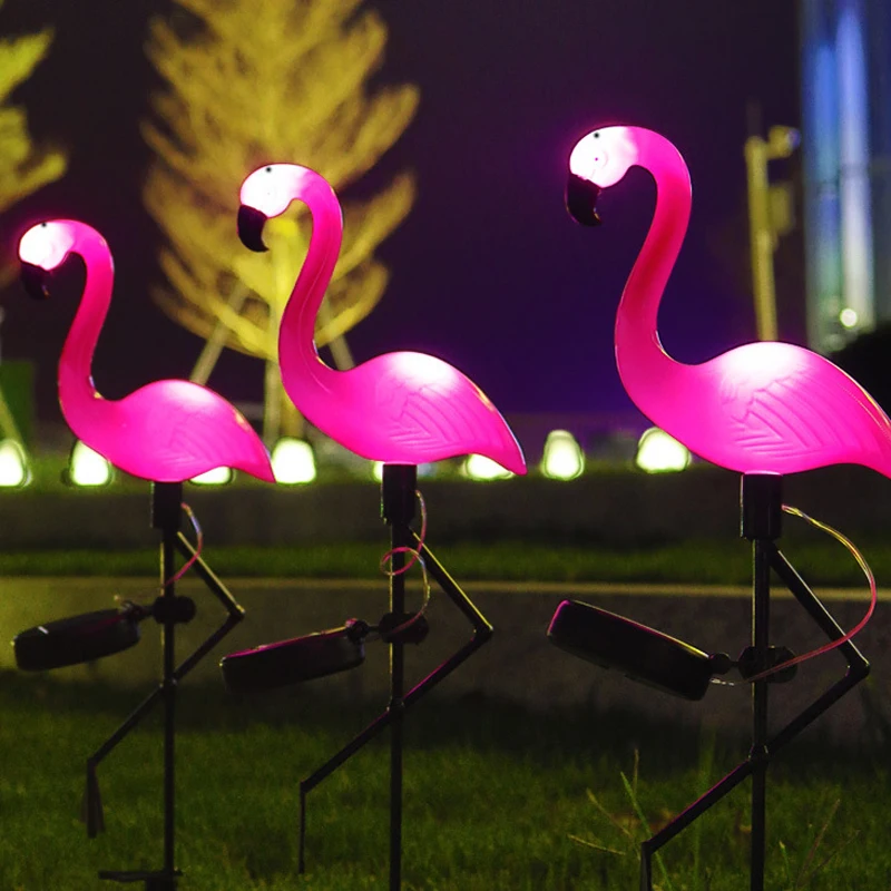 3 szt. Solar Flamingo lampa gruntowa Patio na świeżym powietrzu dekoracja ogrodowa Led symulacja dekoracji światła