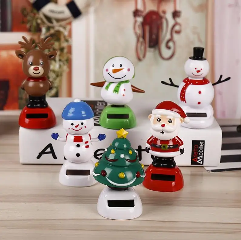 Party Favors ABS Solar Powered Christmas Car Ornaments Gift Dancing Santa Claus Snowman Toys Dashboard Decoration ni181