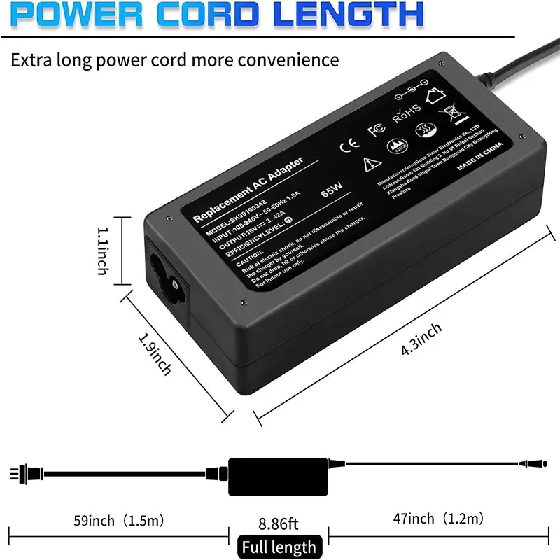 شاحن كمبيوتر محمول التيار المتردد لشركة أيسر أسباير ، توريد محول ، أسباير 5 ، E15 ، E1 ، ES1 ، E5-574 ، E5-575 ، 5750 ، 5250 ، 5349 ، 5552 ، 5733 ، 19 فولت ، 3.42A ، 65 واط