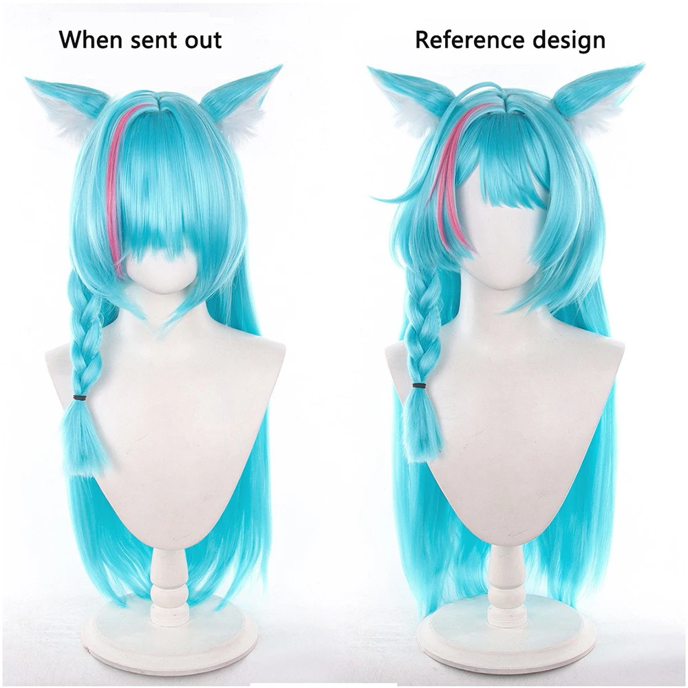 Anime Neverness to Everness Mint Cos Wigs Cosplay Costumes Headwear 80cm Long Simulation Scalp Thick Mixed Puffy Long Hair Wig