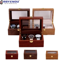3-position Household Wooden Watch Case Box Jewelry Storage Watch Display Wooden Box Wholesale Surface Custom Logo Womens Gift
