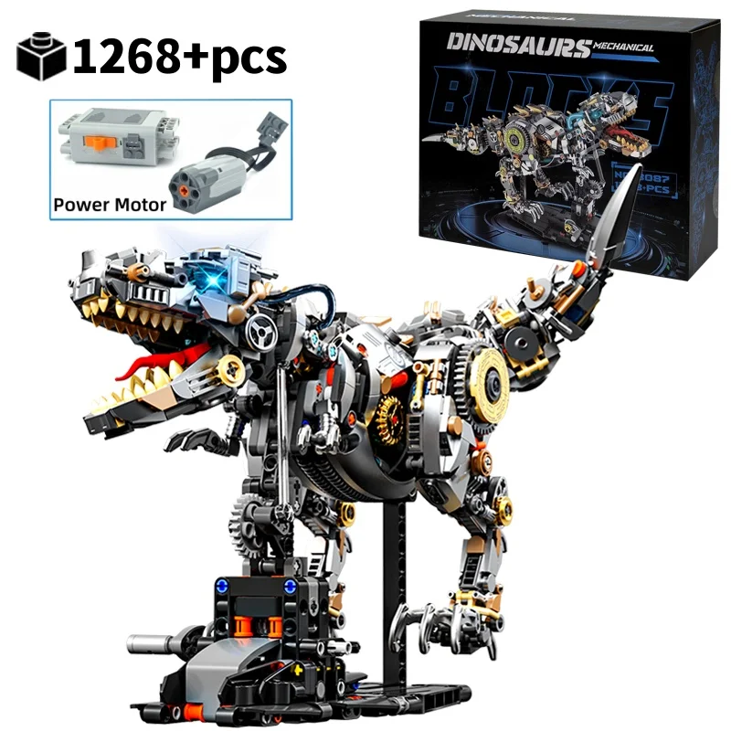 

1268PCS NEW Dinosaur Building Blocks Mechanical T-Rex Model Educational DIY Desktop Decoration Toy Christmas birthday gifts