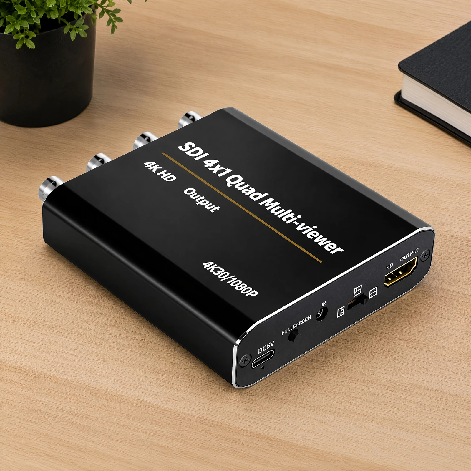 SDI 4-in-1 Quad Screen Multiviewer 4K30Hz for HDMI-compatible Seamless Switcher IR Remote Button Control