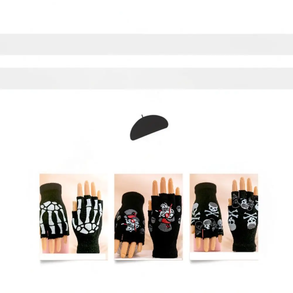 Unisex Winter Knitted Fingerless Gloves Warm Half Finger Mittens Stretchy Soft Wristwear For Outdoor Cycling Daily Accessory