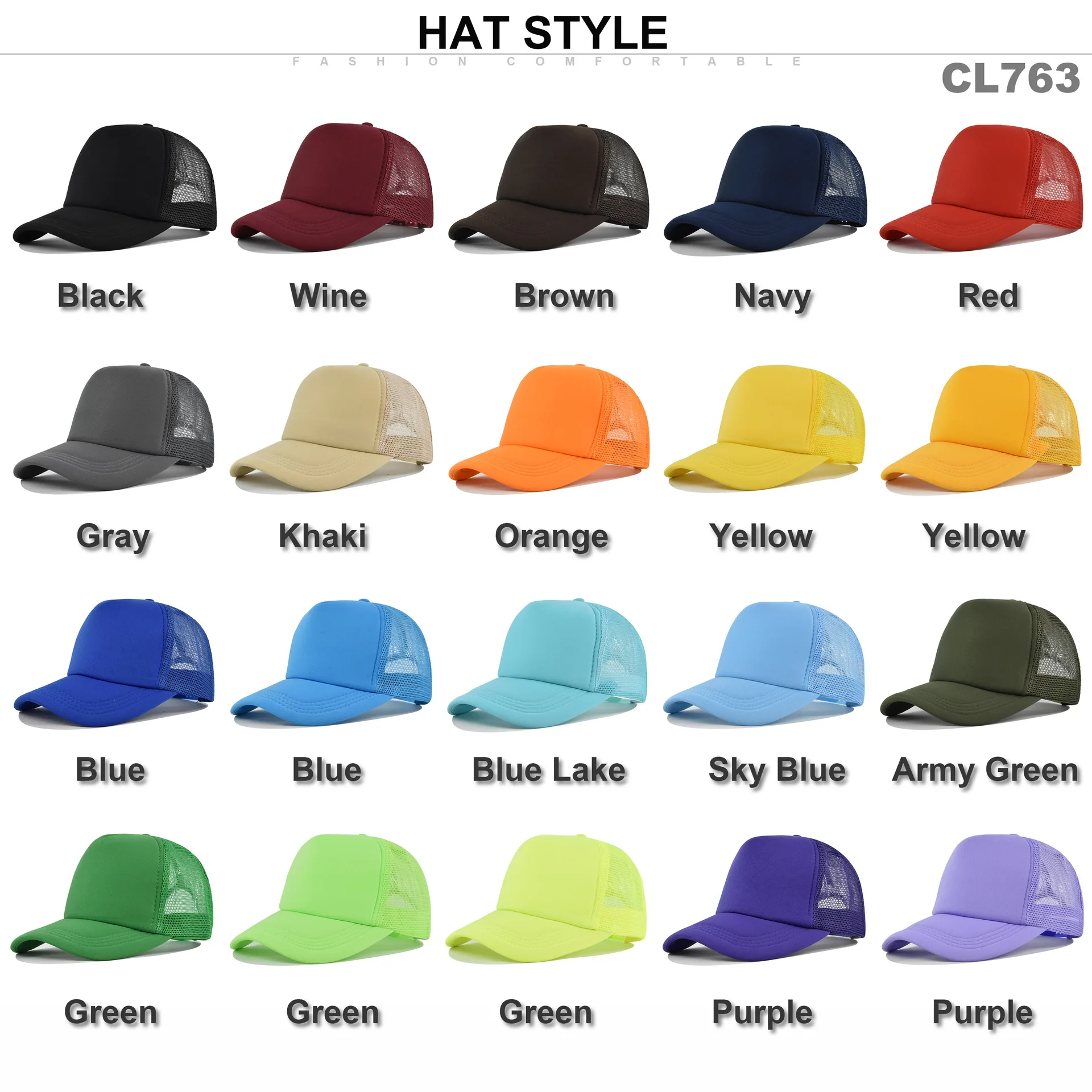 Gorra de béisbol unisex de moda, lisa, ajustable, tipo trucker, con visera plana, snapback, de malla, curvada, para hombre y mujer, informal, para el sol, de verano