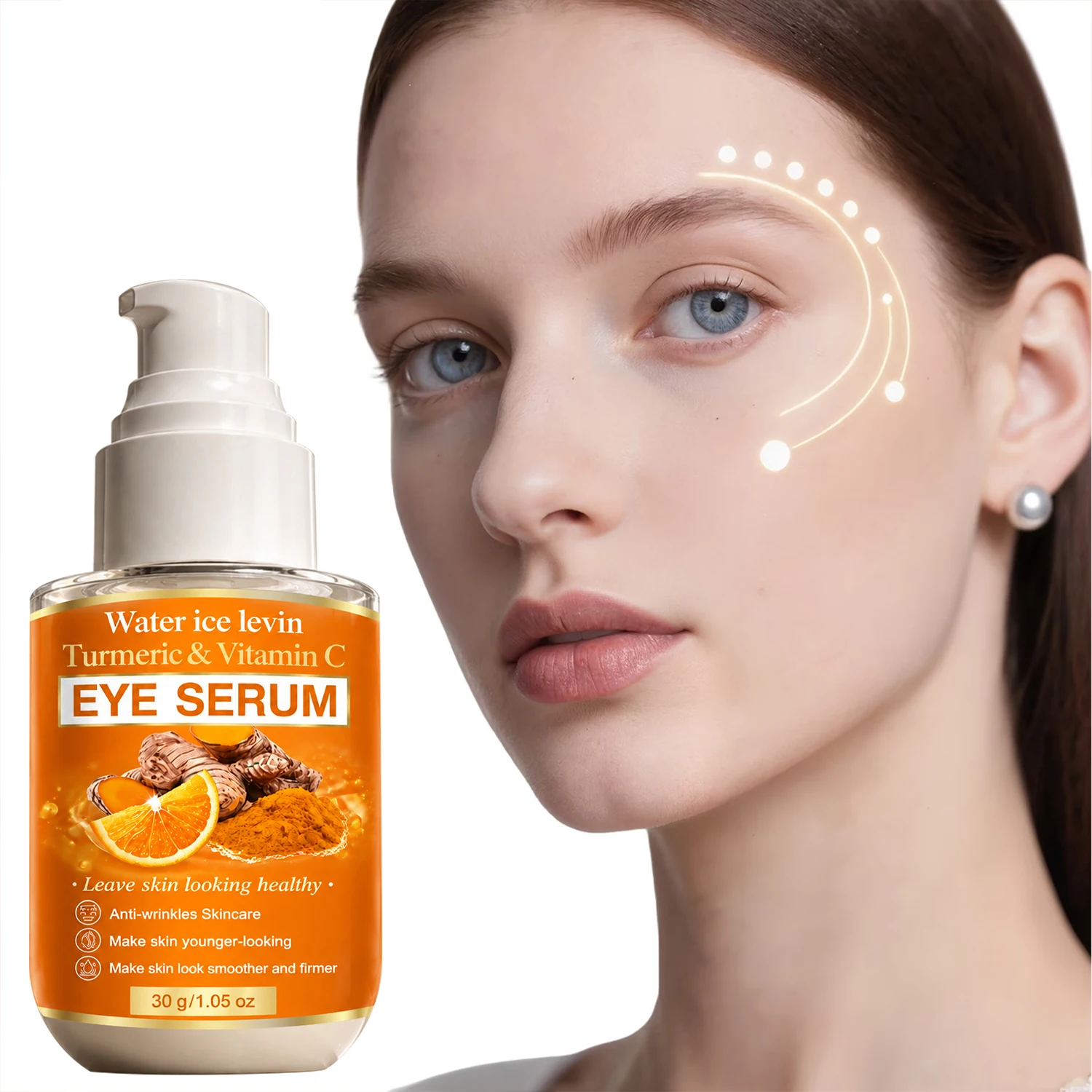 Vitamin C Turmeric Eye Serum 30g Moisturizing Firm Smooth Anti‑Aging Eye Care Reduce Fine Lines Puffiness Dark Circles Under Eye