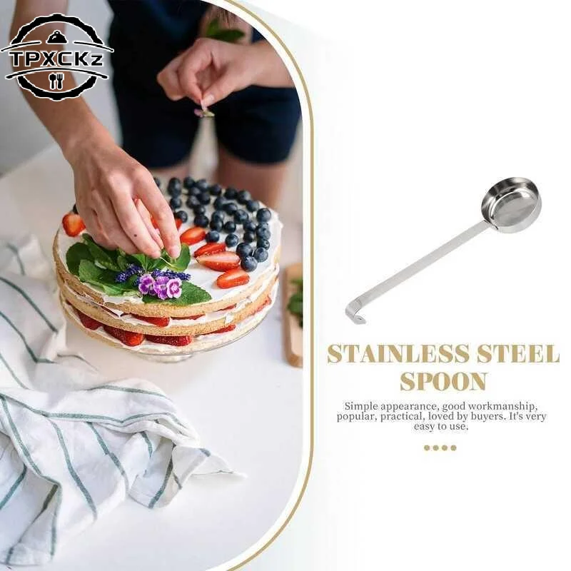 Stainless Steel Pizza Sauce Spoon Baking Scoop Soup Tomato Cups With Long Handle Kitchen Ladle For Serving Spread Cream Tool