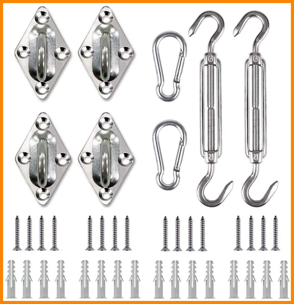 Garden Sail Fixing Kit, M5 Sun Shade Sail Fixing Kit, 316 Stainless Steel Fixing Hardware Accessories Kits with Screws