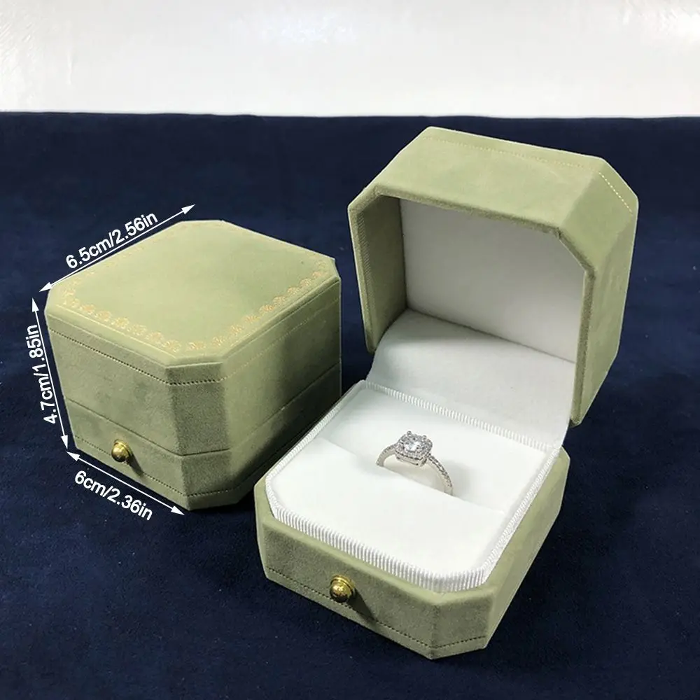 Caja de almacenamiento de joyería de terciopelo, caja octogonal para anillos de boda con ranura única, estuche de exposición para pendientes y anillos para propuesta de compromiso