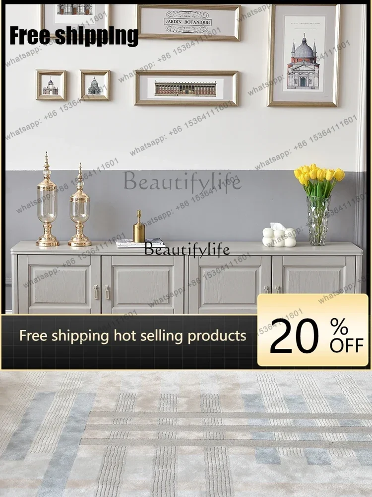 Factory Customization American Light Luxury Solid Wood TV Cabinet Post-Modern Minimalist Solid Wood Floor Cabinet Bedroom Livin