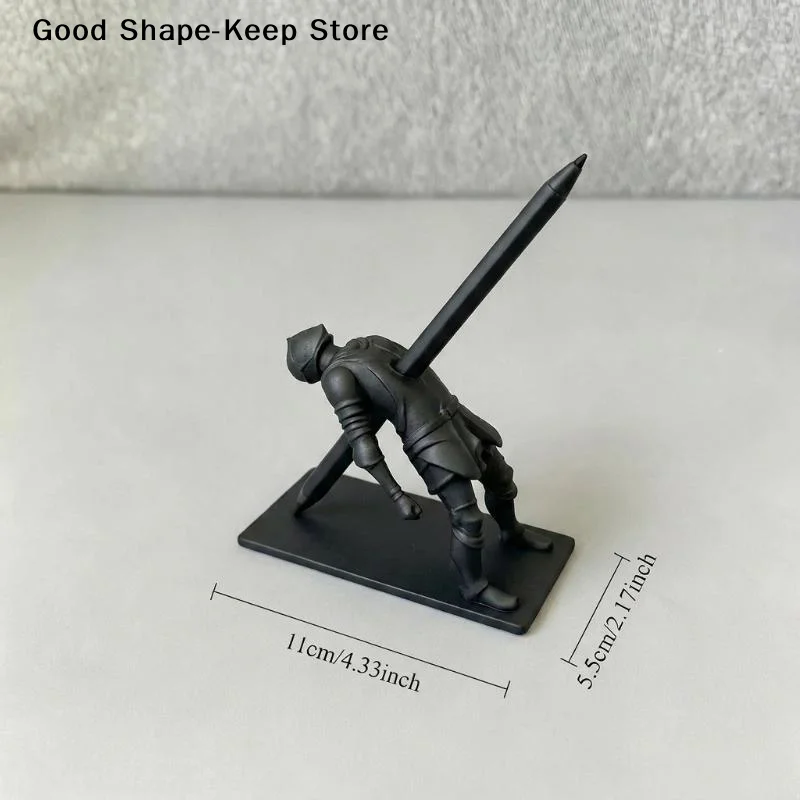 Fantasy Medieval Death Knight Pen Holder Gothic Desktop Organizer Durable Resin Desk Decor for Office Gaming Room Unique Decor