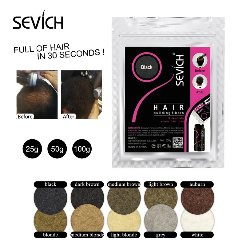 Sevich Hair Building Fibers Powder Spray Keratin Thicker Anti Hair Loss Products Instant Hair Growth Fiber Hair Care Christmas