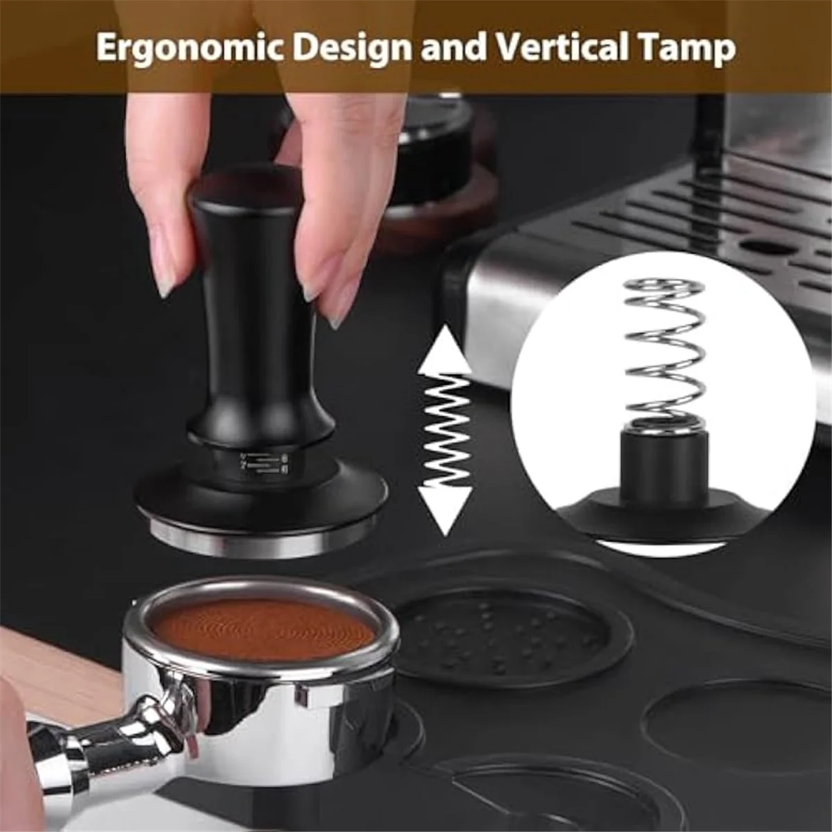 Espresso Tamp Loaded Tamper Espresso TamperCoffee Tamper for Espresso MachineDepth-Adjustable Espresso Tamp Loaded Tamper Hand T