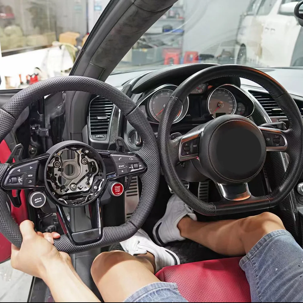 

For Audi R8 Perforated Leather And Flat Leather Car Modification Steering Wheel Steering Wheel Assembly Steering Wheel Control