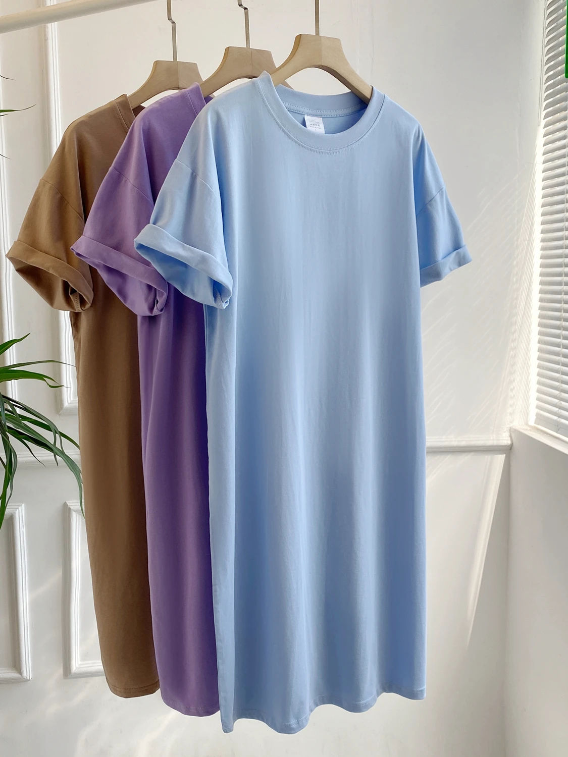 

Женское летнее свободное платье-футболка из 100% хлопка, больших размеров, в корейском стиле, повседневное, до колен