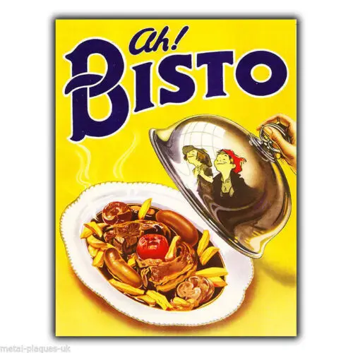 SIGN METAL WALL PLAQUE ah! BISTO Retro Vintage poster Advert Kitchen 1952-Aluminum