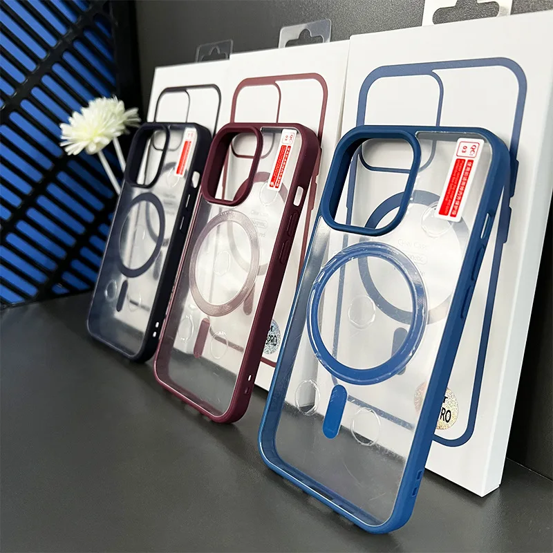 For iPhone 15Promax 2023 New Ins Net Red Magnetic Transparent Acrylic Phone Case 14Pro 13Promax 12 11 Xsmax Xr X Xs 7 8Plus