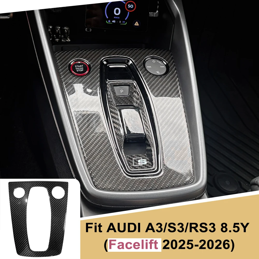 For Audi A3 S3 RS3 8.5Y Facelift 2025-2026 Carbon Fiber Center Console Gear Shift Panel Trim LHD RHD Interior Decorative Panel