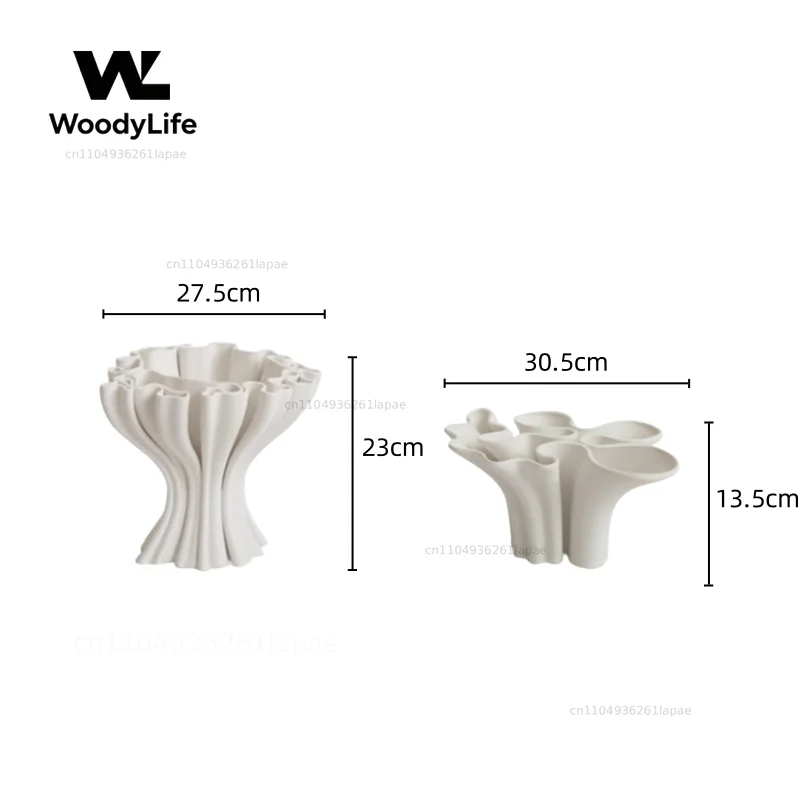 Ceramic Ornaments Abstract Geometry White Ceramic Vase Flower Arrangement Accessories Irregular Petals Coral Shapes Ornaments