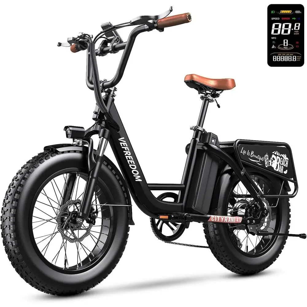

7-Speed 48V 20Ah Adult Electric Mountain Bike, 1500W Motor, 20 x 4.0 Tires, Up to 70 Miles Range, Removable Battery, Step-Thru D