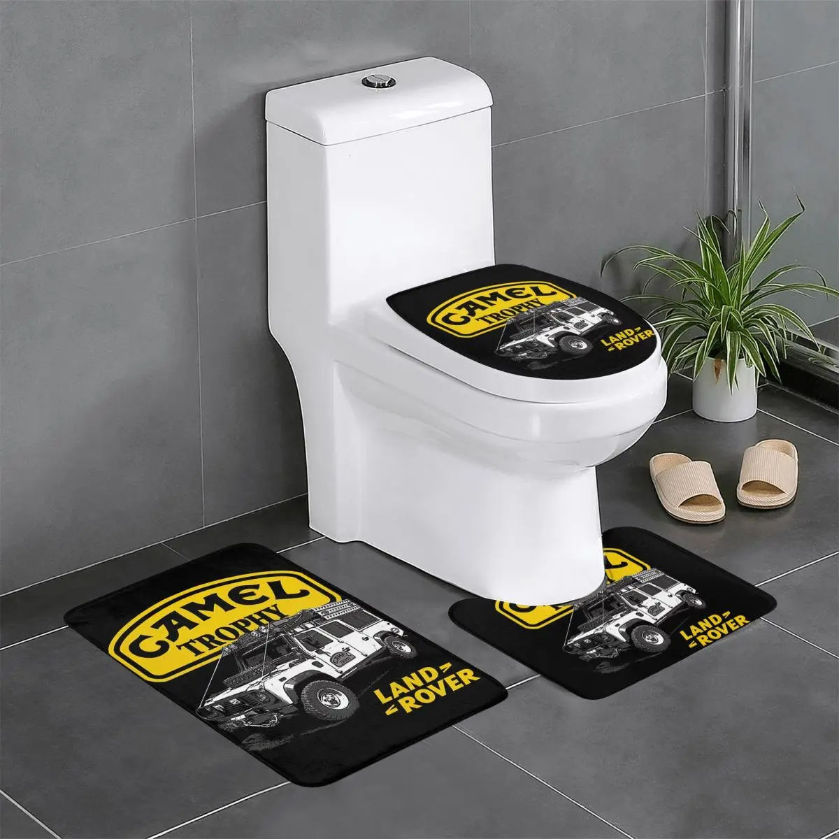 Custom Camel Trophy Bathroom Rugs Sets Non-Slip Absorbent 3 Piece Bath Toilet Rugs Mats